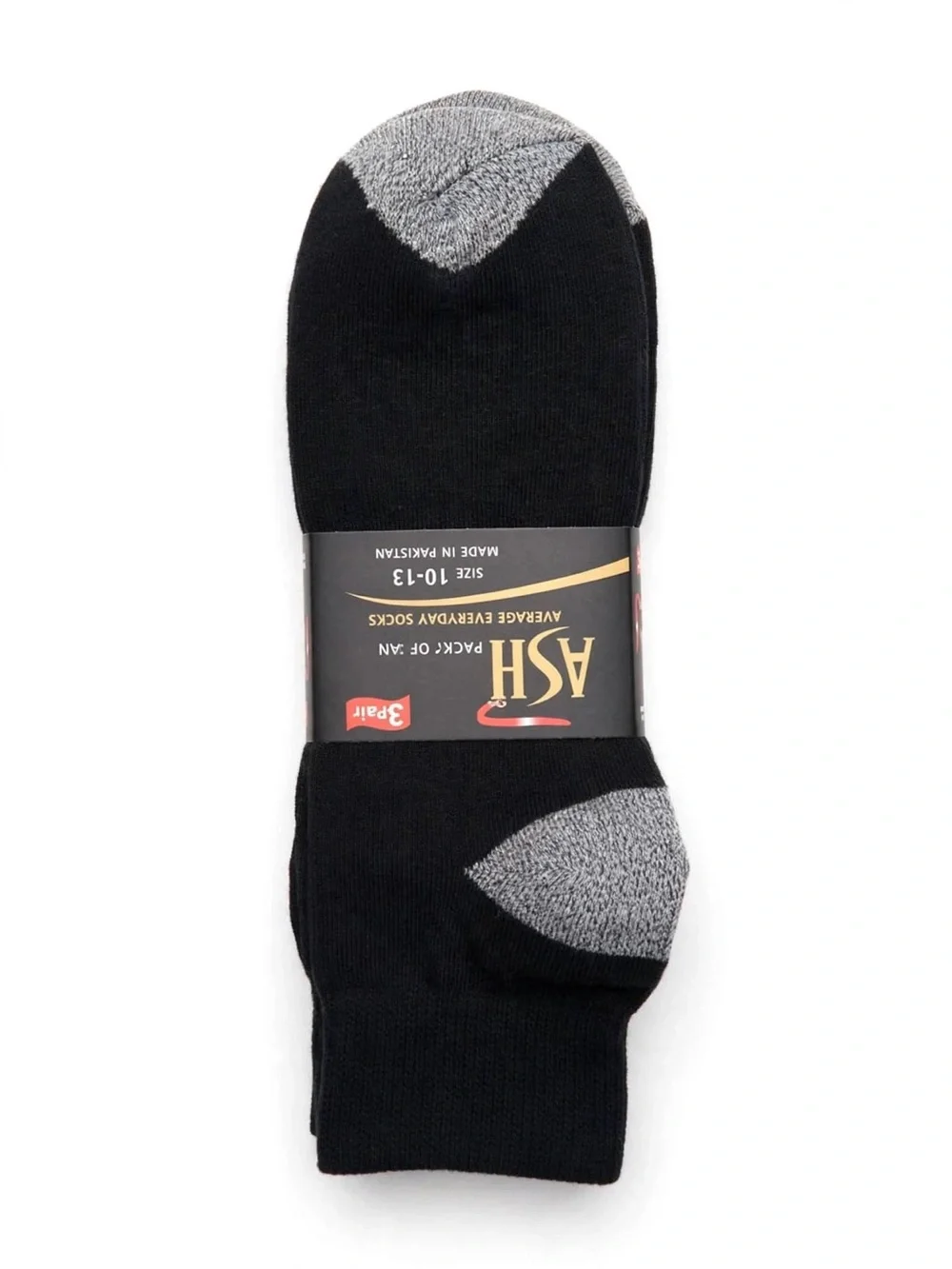 ASH Performance Men’s Black USA Ankle Socks - Gray Heel & Toe 12PACK